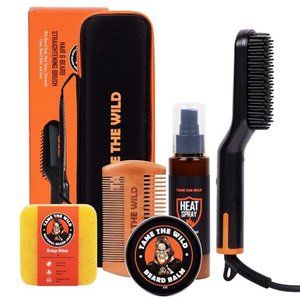 Tame the Wild Premium Beard Straightener Kit - Heated Beard Brush for Men